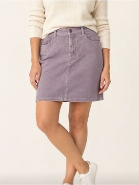 Gray Corduroy Mini Skirt with Front and Back Pockets